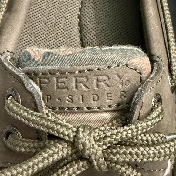 Sperry Khaki and Camo Lace-Tie Women’s Boat Shoes Size 6.5 - Picture 2 of 5